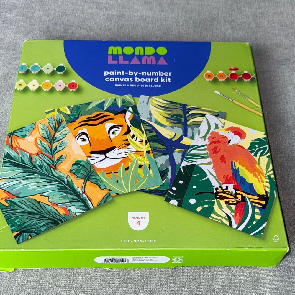 Mondo Llama Paint-by-Number Canvas Board Kit - Green